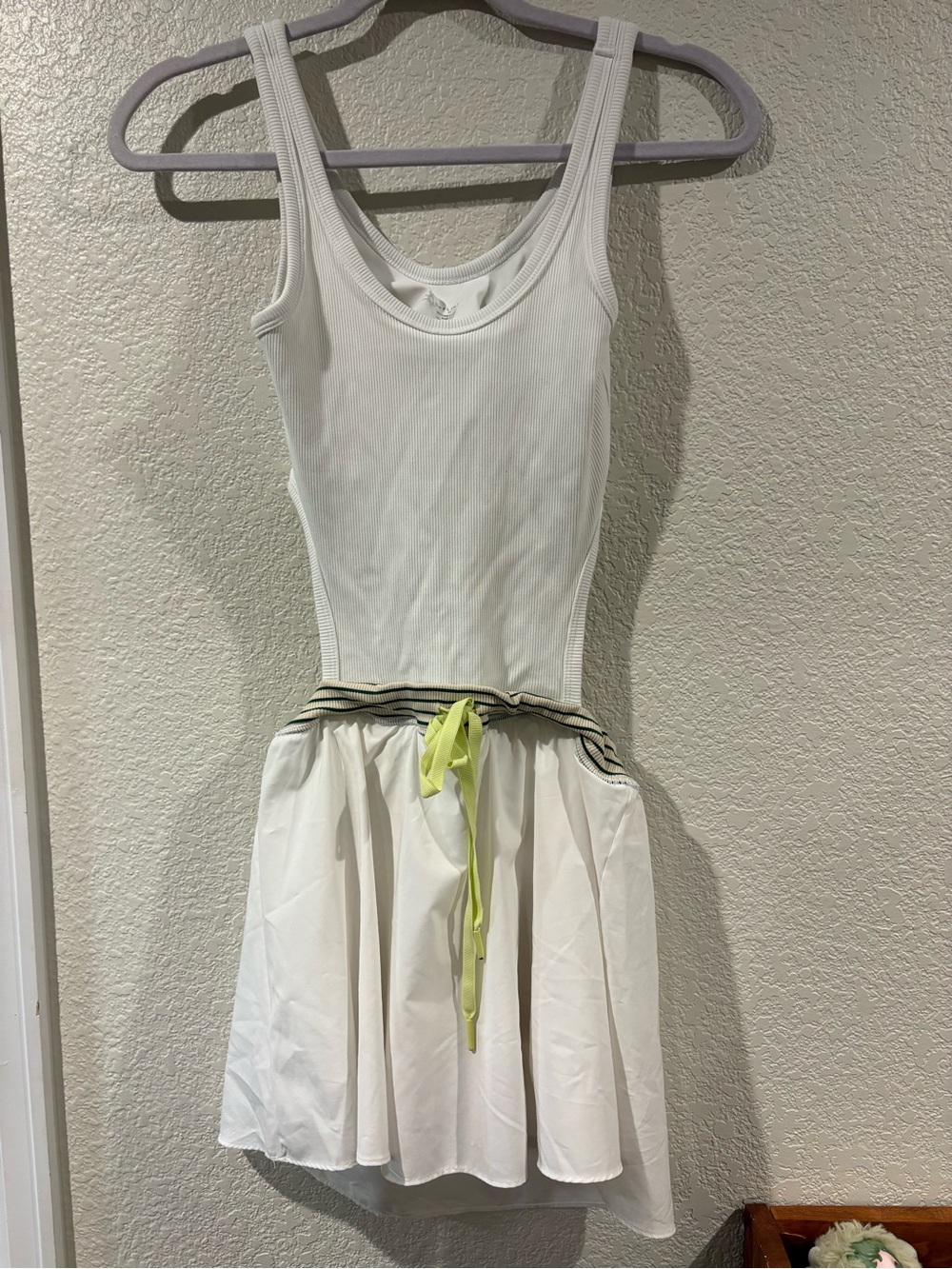 Offline by Aerie White Ribbed Backless Skater Dress S